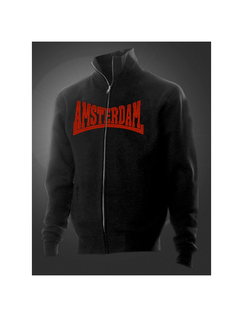 Толстовка на молнии мужская, черная / Amsterdam-GWS - Logo, Фасовка: 1